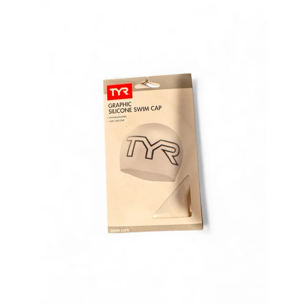 Men’s TYR White Black Graphic Silicone Swim Cap